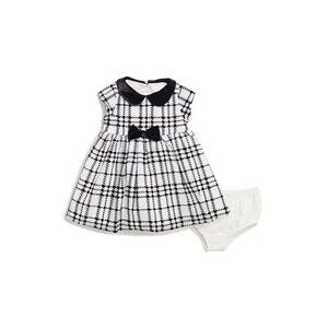NWT Mia & Mimi Baby Girl Infant Size 6/9 Mos White/Black Plaid Dress Velvet bow